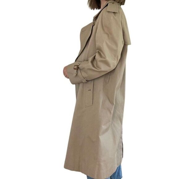 Vintage Mens Burberry Tan Khaki Beige Nova Check Long Trench Rain Coat 50 Short - Picture 9 of 12